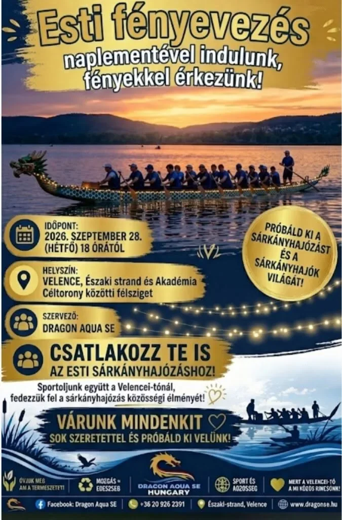 Sárkányhajózás a Velencei-tavon – 1 óra esti fényevezés