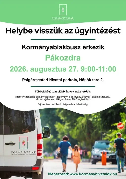 Kormányablakbusz érkezik településünkre